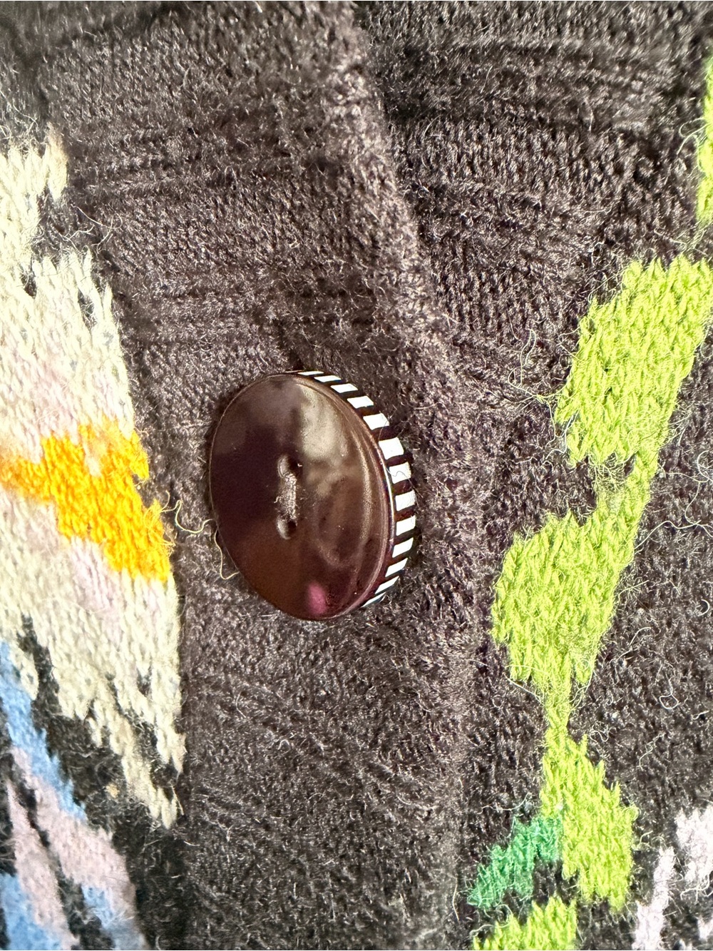FARM Rio Multicolor Knit Cardigan with Black Trim - Picture 4 of 6